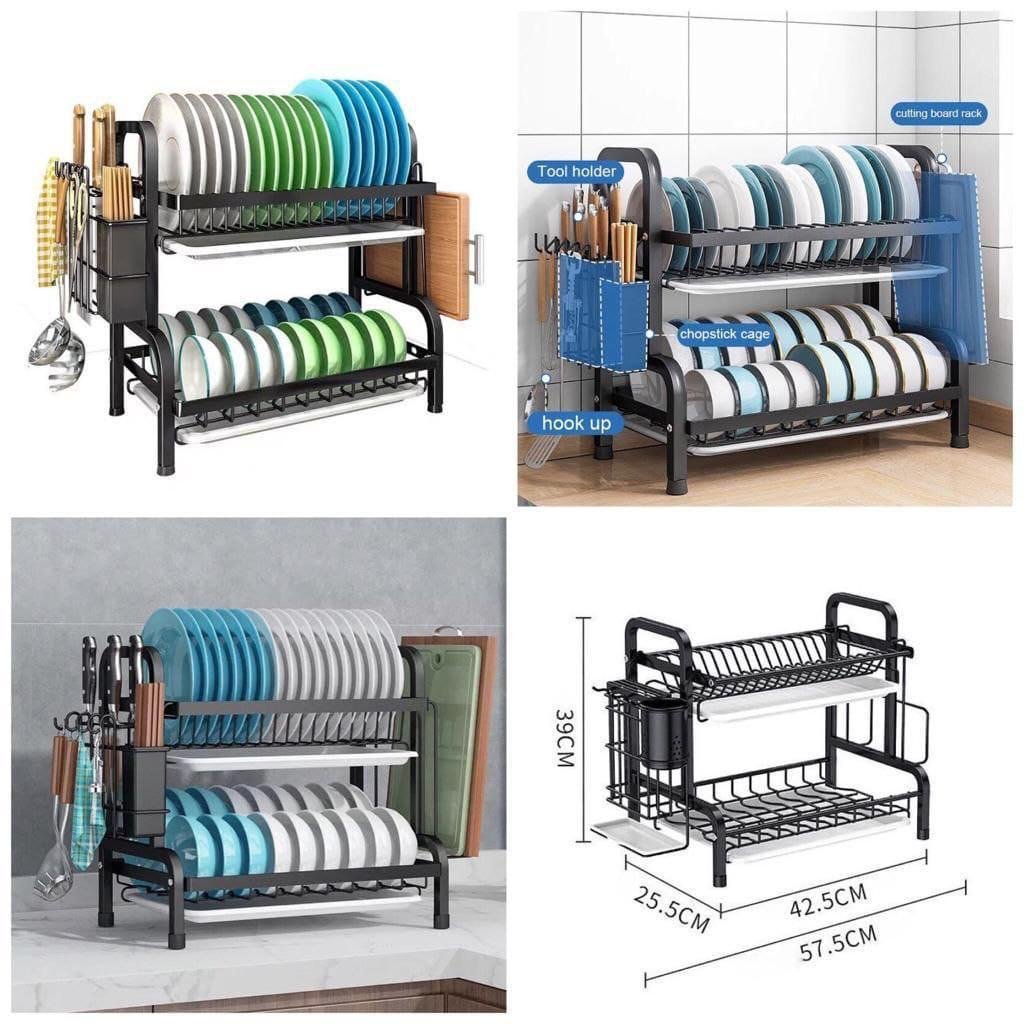 2 Layer Advanced Black Dish Rack