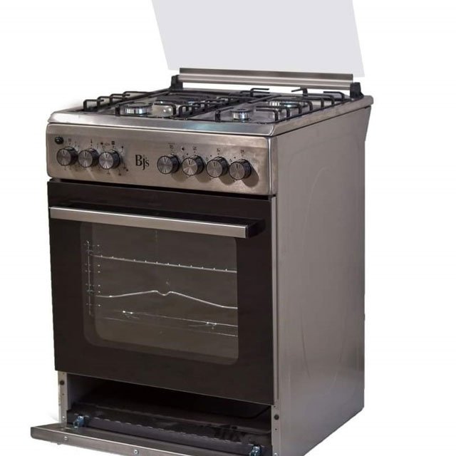 BJS 60cmx60cm 3G+1E Standing Cooker, With Oven Fan, Silver
