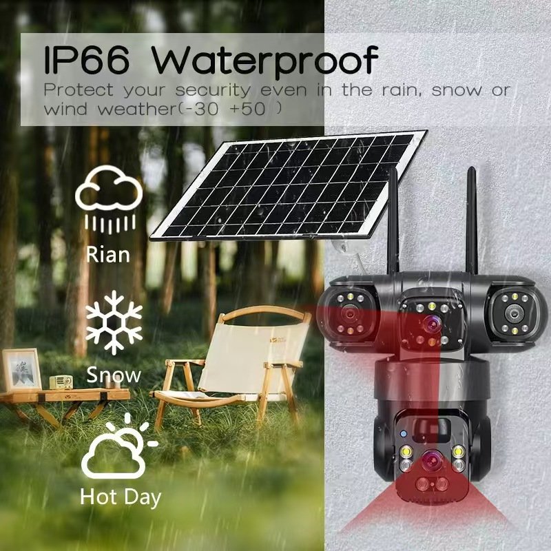 Triple-Lens Solar Wi-Fi Smart Security CCTV Camera with PTZ & Night Vision - Image 3