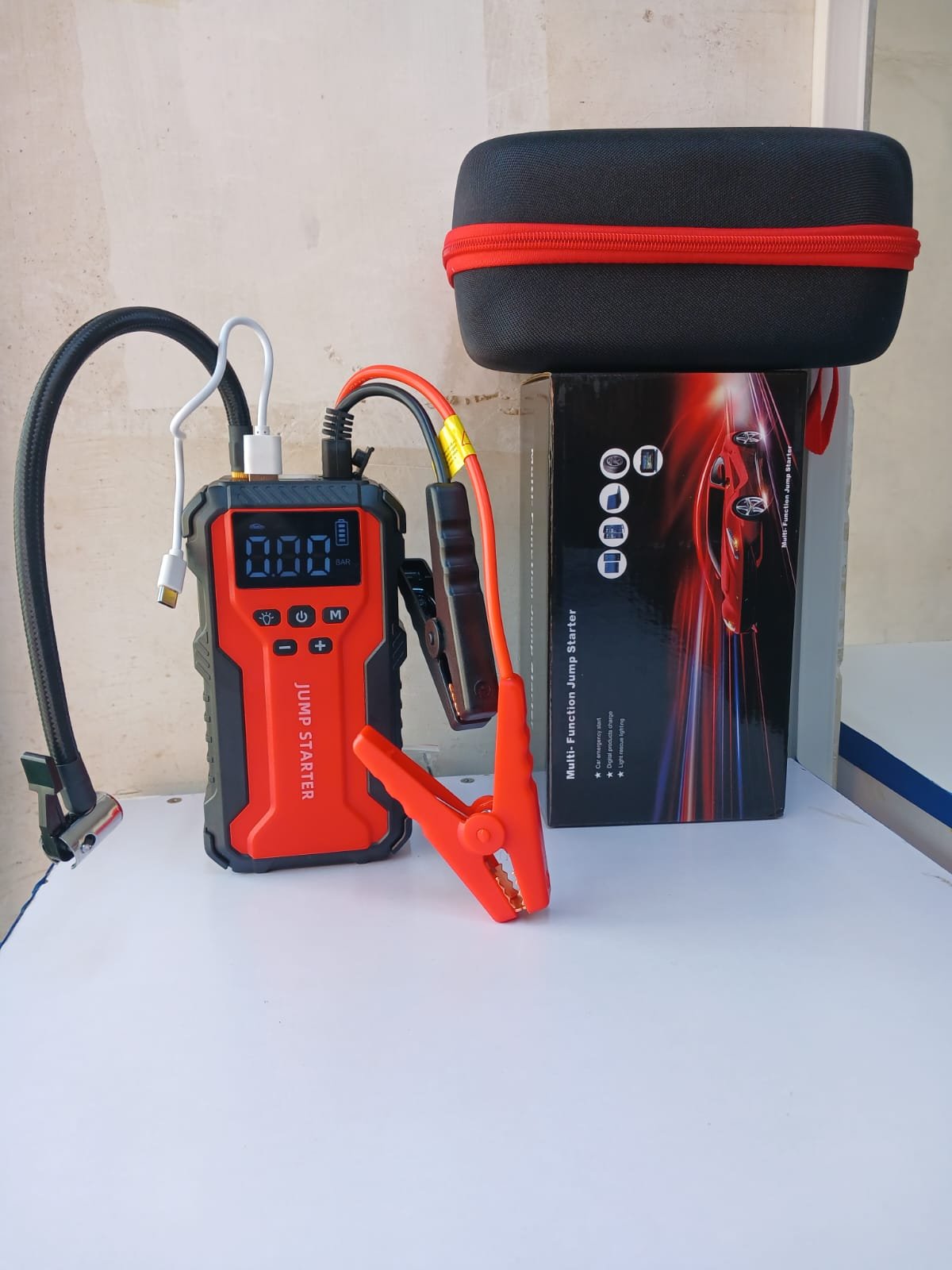 Car Battery Jump Starter with 150PSI Air Compressor | Portable Emergency Power Bank